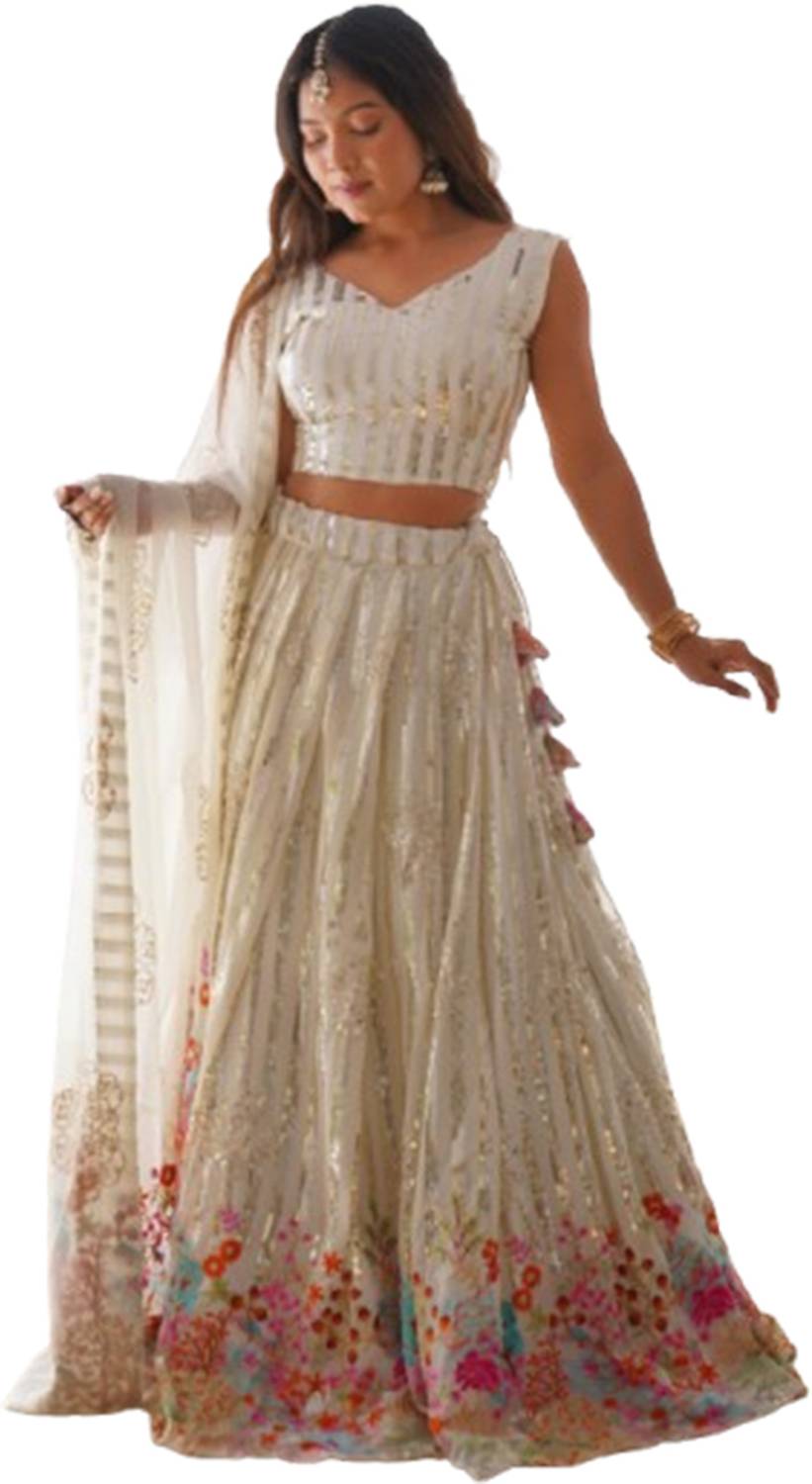 Embroidered Semi Stitched Lehenga Choli