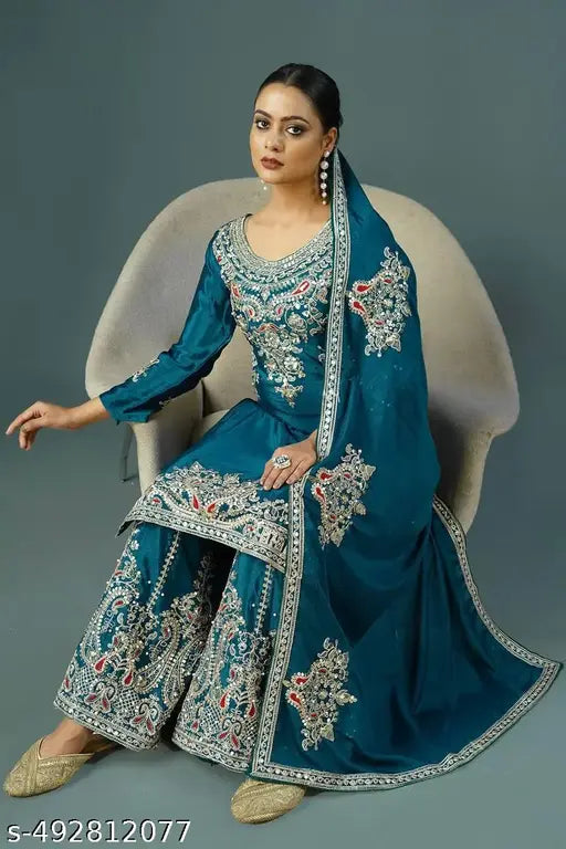 Launching New Designer Party Wear Look Top-Dupatta and Fully Stiched Bottom