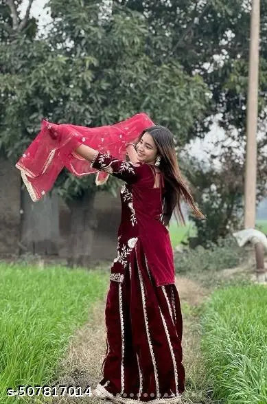 Velvet With Embroidered Work Pakistani Suit