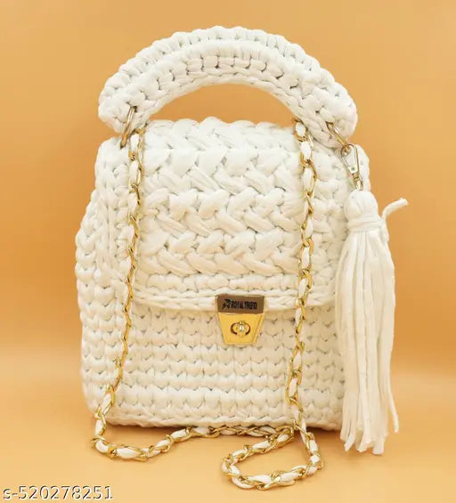 Women Sling Bag Tshirt Yarn Crochet Bag