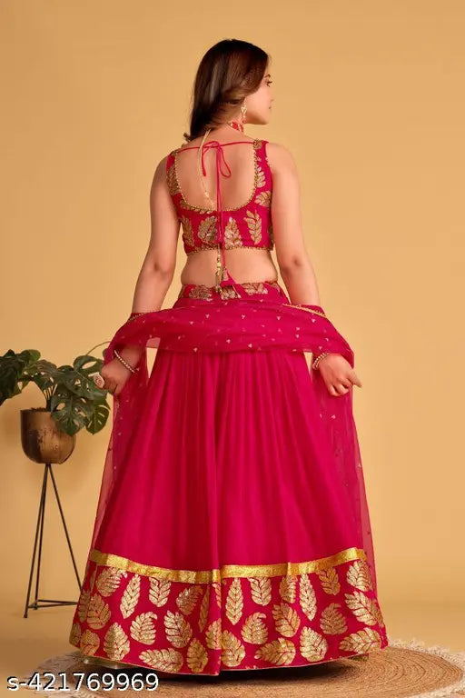 Ethnic Yard Georgette Party Wear Pink Lehenga Choli