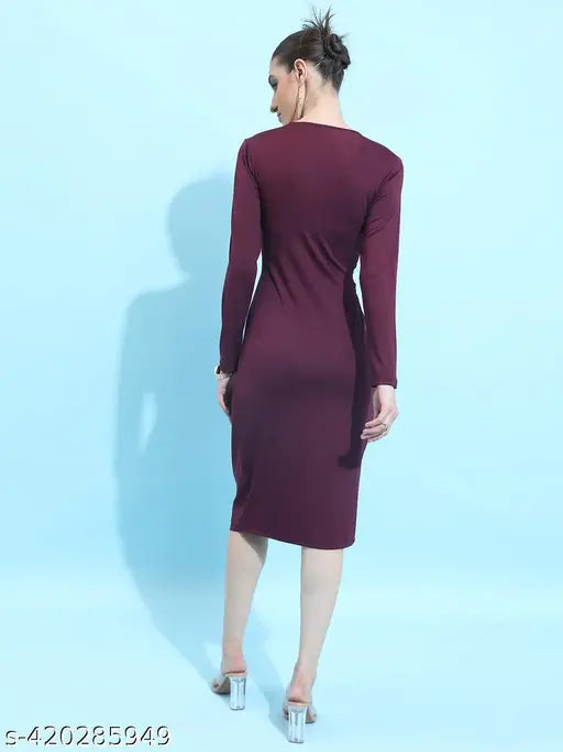 Ketch Women Burgundy Solid Wrap Dress