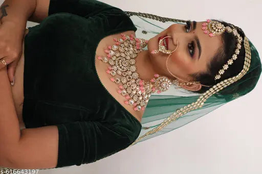 Traditional Romance: Pink Alloy Gold Plated Kundan Mini Dulhan set, Half Bridal Set for All Wedding Occasions of Indian Weddings