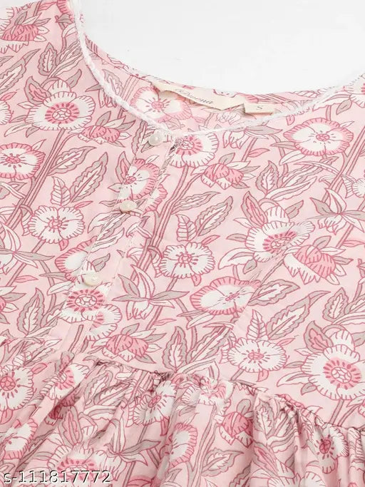 Divena baby pink Cotton Peplum Top