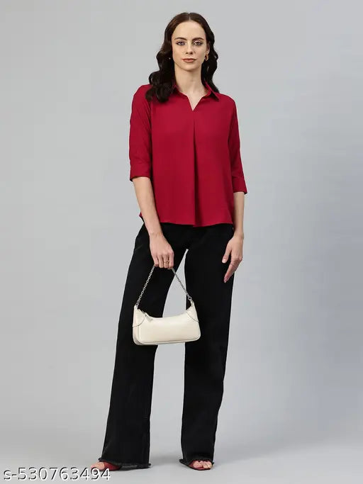 One Femme Solid Skipper Collar Top