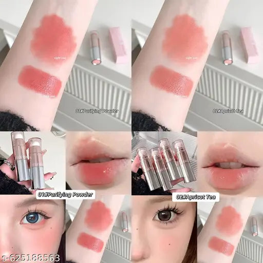 LELLA'S 2 in 1 Lip Gloss And Blushss Stick | Moisturizing & Long-Lasting Lip Cares | Portable & Dual-Ended Applicator | For Soft Pink Cheeks & Glossy Lips | Trendy Korean Styles Makeup Look | Non-Sticky & Lightweight | Blendable Glossy Nudes Shades | For
