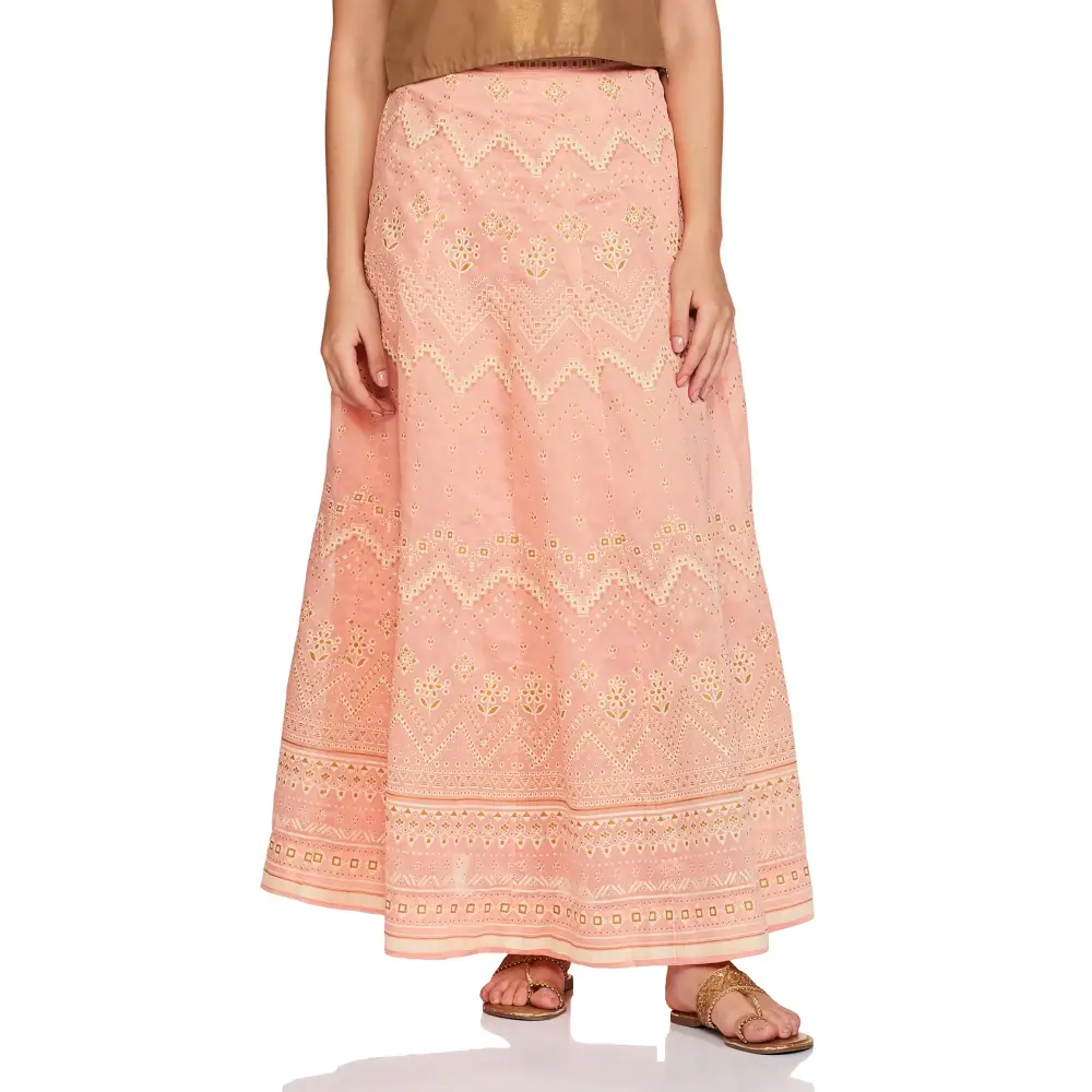 global desi Viscose A-Line Skirt Pink