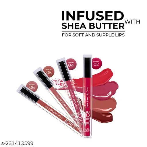 JUICE | Gloss Color Luxe Lip Color | HD Shine Formulation With Goodness of Bio Retinol, Moisturising lock technology, SPF 15 (WARM RED G02)