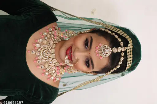 Traditional Romance: Pink Alloy Gold Plated Kundan Mini Dulhan set, Half Bridal Set for All Wedding Occasions of Indian Weddings