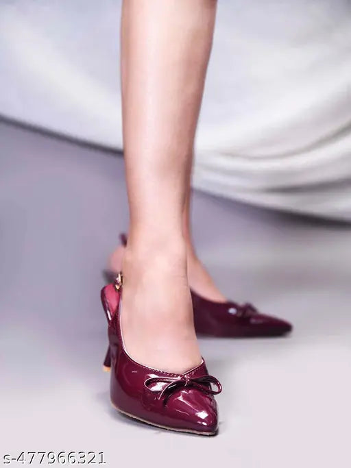 JM Looks Stylish Women's Cherry Pointed-Toe Slingback Heels with Bow Accent | Perfect for Any Occasion