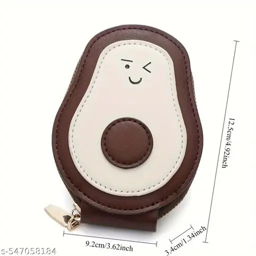 VEMILIO Cute Avocado Design Card Holder Wallet for Women & Girls | Small Stylish Purse – Credit Card Holder, 11 Slot Zipper Coin Wallet for ATM, Debit, ID | Mini Wallet for Women with Trendy Design | Compact & Hand Wallet for Teens - Brown