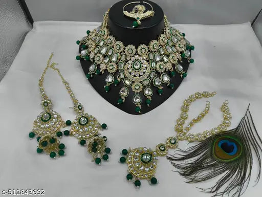 STYLISH KUNDAN CHOKER WEDDING PARTY TRADITIONAL BRIDAL NECKLACE JEWELLERY SET FOR WOMEN
