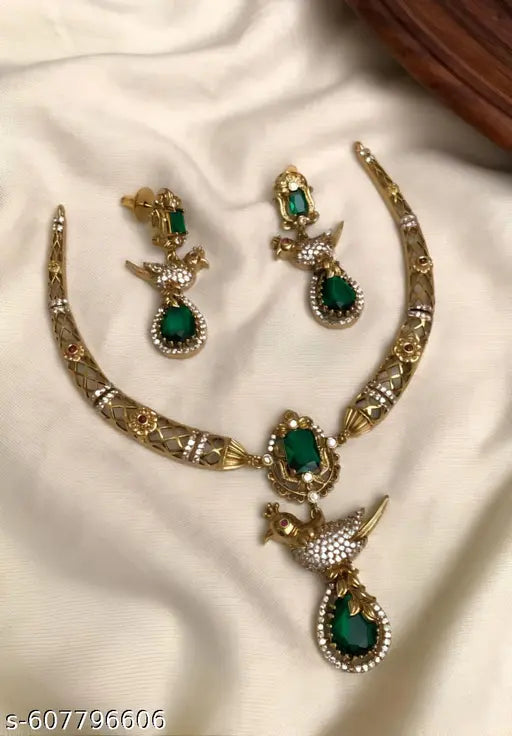 PREMIUM QUALITY MATTE FINISH AD STONE NECKLACE WITH EARRING