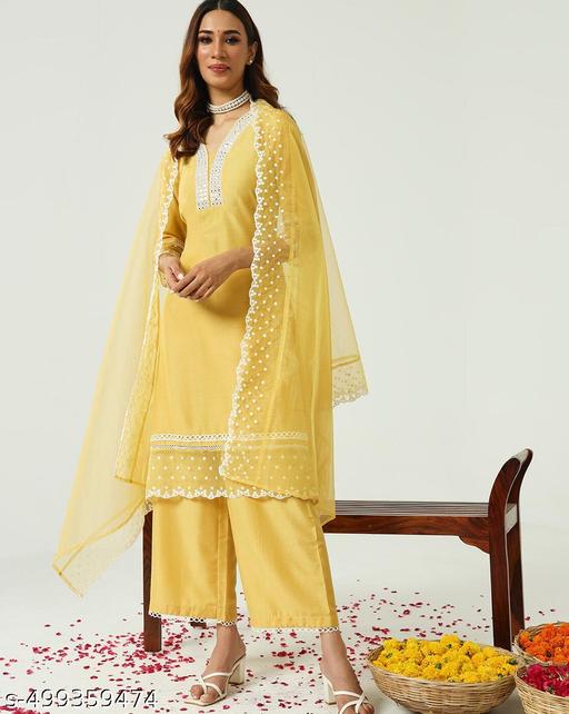 NEW EMBROIDERY  A-LINE KURTI WITH DUPATTA AND BOTTOM WARE