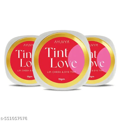 Ayuvya Tint Love Lip Balm | Your Ultimate All-in-One Lip and Cheek Tint for Women | Long Lasting Formula | Made with 100% Ayurvedic Ingredients, 15 gm (Pack of 3)