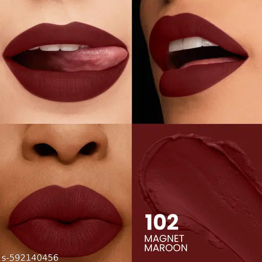 Seven Seas Velvet Shot Non Transfer Lipstick | Creamy Matte Finish | Long Lasting and Waterproof Stay Upto 24Hrs Matte Lipstick (Magnet Maroon,3.5g)