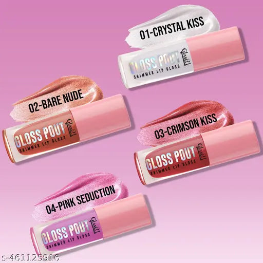 Glam21 Gloss Pout Shimmer Lip Gloss | High Shine |Glossy Finish |Soft & Hydrating Lips | Non-sticky texture | Lightweight | Glass-like shine |Crimson Kiss| 7gm