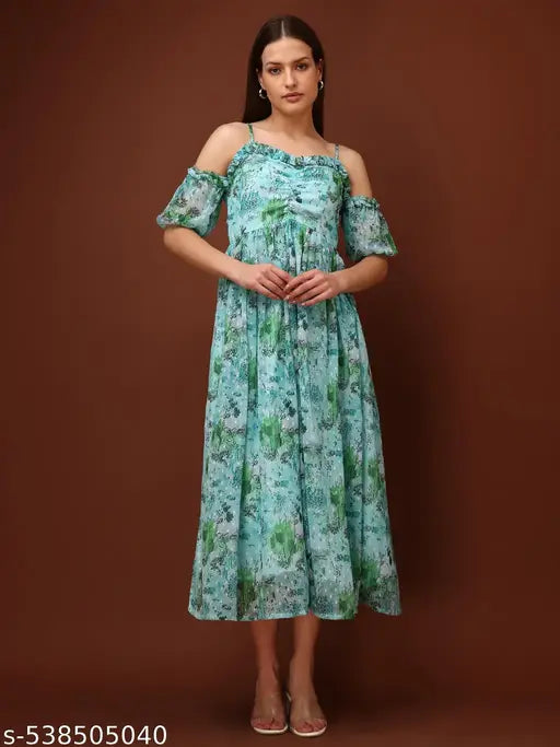 Milost Women's  Fit & Flared Short Sleeve Dress