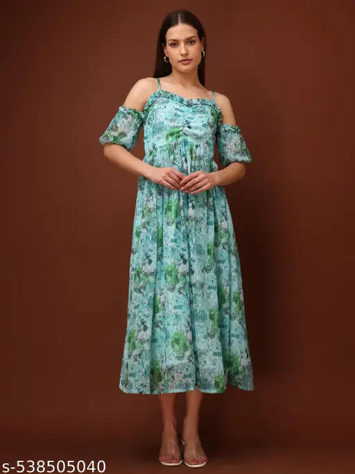 Milost Women's  Fit & Flared Short Sleeve Dress