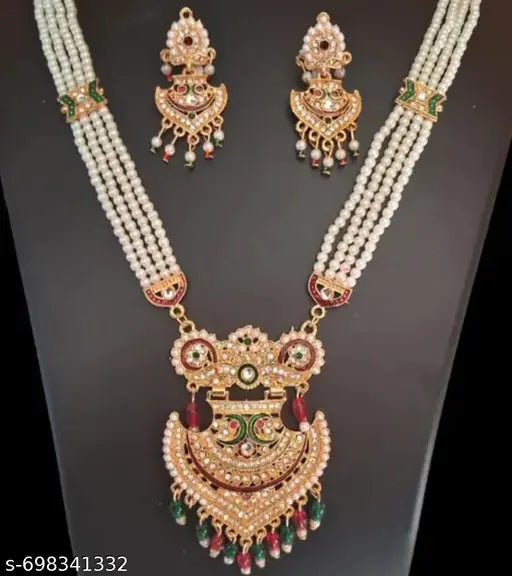 new trendy minakari jewellery set rani har peocock design with gold plated earring and beautiful chikset