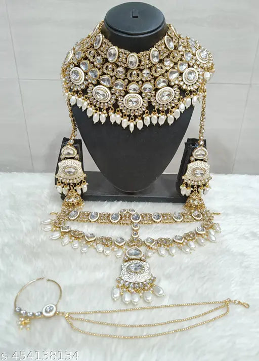 Bajrang Jewels Point Premium Gold-Plated Bridal Jewellery Set – Hand-Craed Imitation Wedding Jewelry, Perfect for Mehndi Vibes, Haldi Hues & Sangeet Sparkles, Bridal Perfectionft & Reception Glam