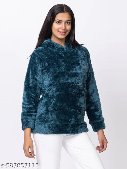 RG BY SS CLOTHING Winter Wear Casual Wear Weastern Wear Soft & Warm Furry Sherpa Women Full Sleeve Hoodie