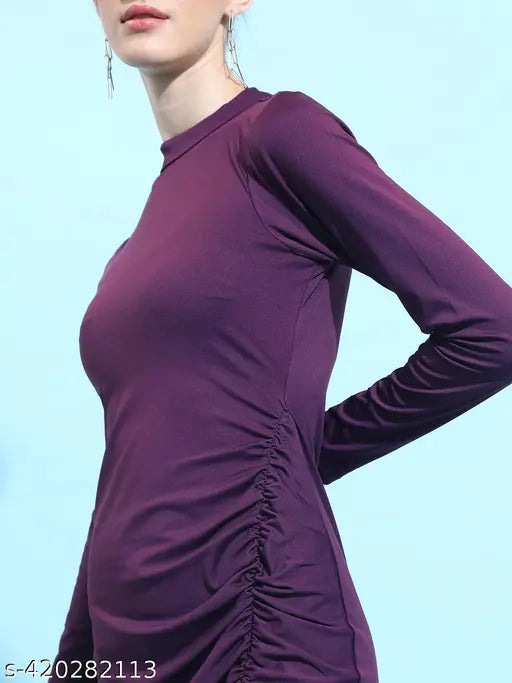 Ketch Women Purple Solid Bodycon Dress