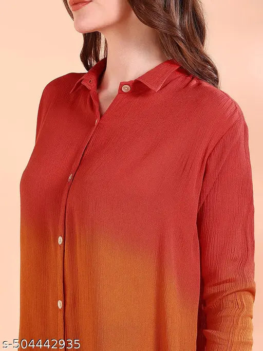 Maaesa Tie-Dye Perfection Red & Orange Collared Shirt
