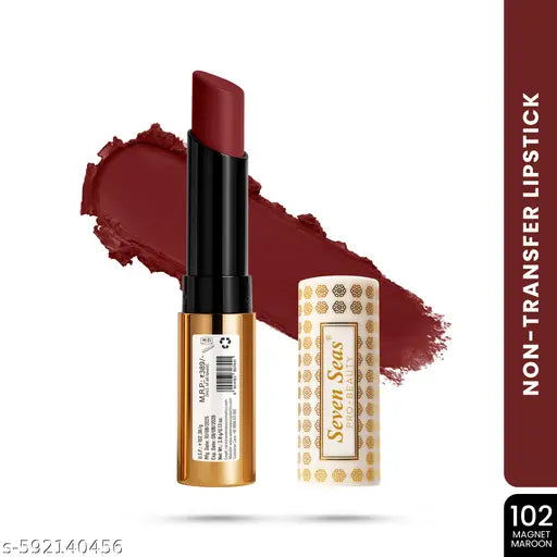 Seven Seas Velvet Shot Non Transfer Lipstick | Creamy Matte Finish | Long Lasting and Waterproof Stay Upto 24Hrs Matte Lipstick (Magnet Maroon,3.5g)