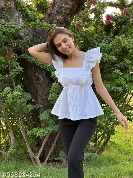 white frill top