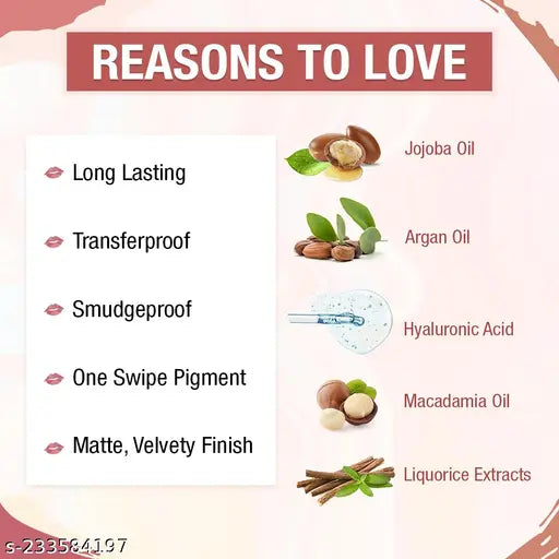 TNW-The Natural Wash Matte Velvet Longstay Liquid Lipstick with Macadamia Oil and Argan Oil - 02 | Transferproof | Pigmented | Spicy Coral | Coral Nude