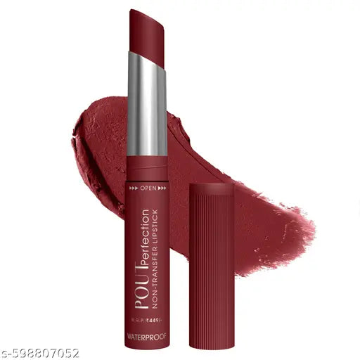 Beauty Berry Pout Perfection Long Lasting Transfer Proof Matte Lipstick for Women (Bridal Maroon, 3.8g)