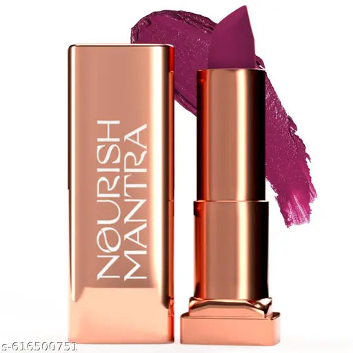 Nourish Mantra Creamy Matte Lipstick - Jamun Crush | Non-drying, Highly Pigmented Lipstick | Matte Finish | Enriched with Castor Oil & Vitamin E | Lipstick for Women | 4 g
