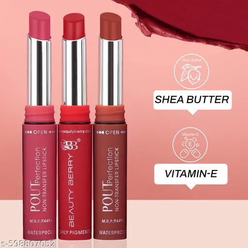 Beauty Berry Pout Perfection Long Lasting Transfer Proof Matte Lipstick for Women (Bridal Maroon, 3.8g)
