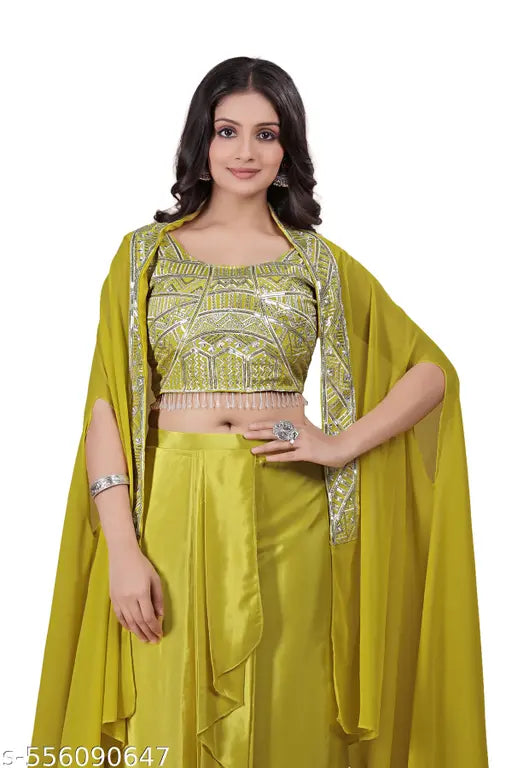 Peeli Roshni in Golden Sequences & Qasab Embroidered Crepe Weave for Traditional Charm and Pre-Wedding Glow Celebration