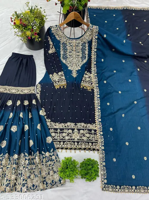 New Designer Collection in Pure Chinnon With Heavy Embroidery Stitched Ready to Wear Suit