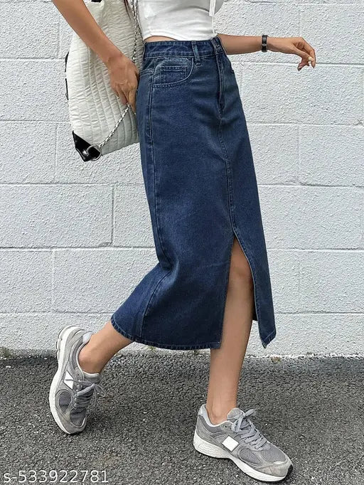 ATHLETIC denim blue long skirt