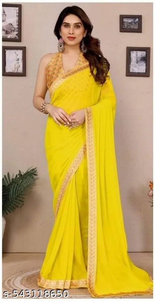 Women's soft Georgette Printed saree with Banglory blouse piece