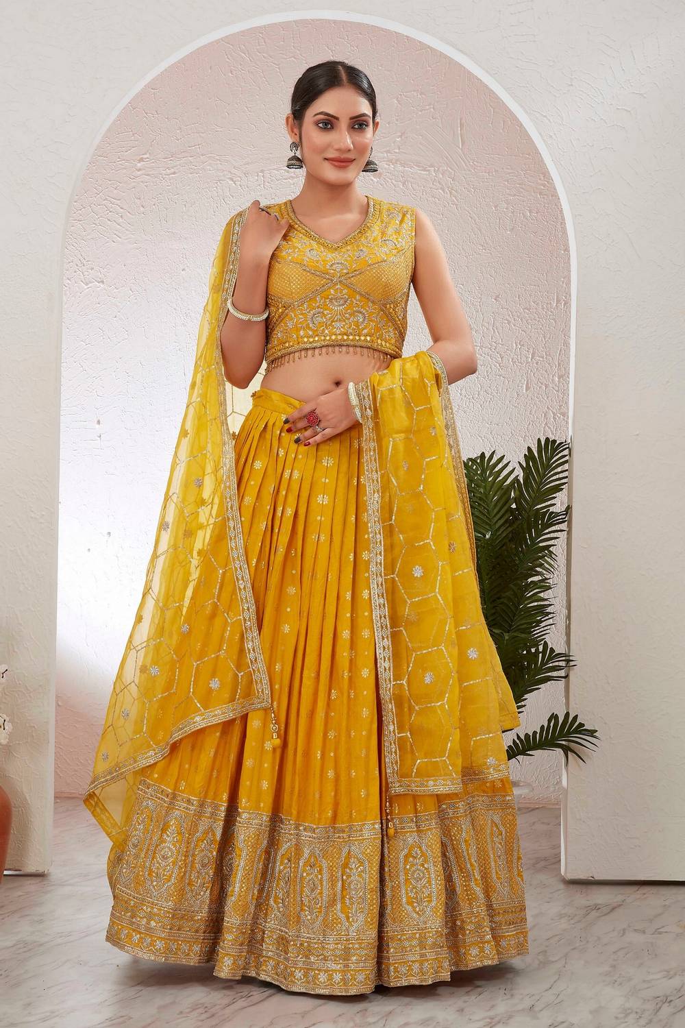 Embroidered Stitched Lehenga Choli