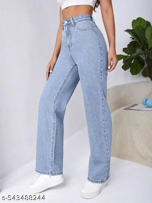 H&H Ice Blue Straight Fit Women’s Jeans – Non-Stretchable Denim for Casual & Daily Wear
