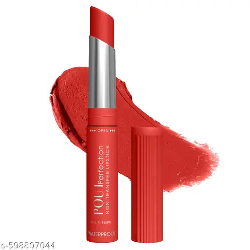 Beauty Berry Pout Perfection Long Lasting Transfer Proof Matte Lipstick for Women (Iconic Red, 3.8g)