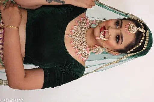 Traditional Romance: Pink Alloy Gold Plated Kundan Mini Dulhan set, Half Bridal Set for All Wedding Occasions of Indian Weddings