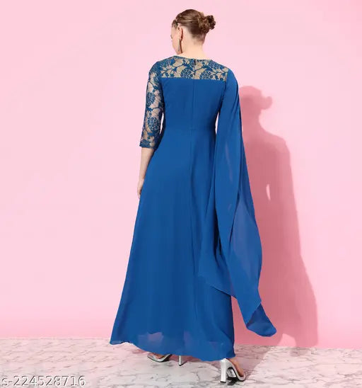 Miss Chase Women's Embellished V-neck Blue Dresses