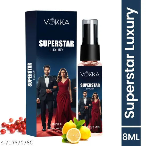 VOKKA Pocket Perfume Superstar 8ml | Unisex Luxury Long Lasting Perfume for Men & Women | Eau De Parfum| EDP Fragrance for Gift | Travel & Skin Friendly | Notes: Lemon Pepper, Floral, Woody Vetiver