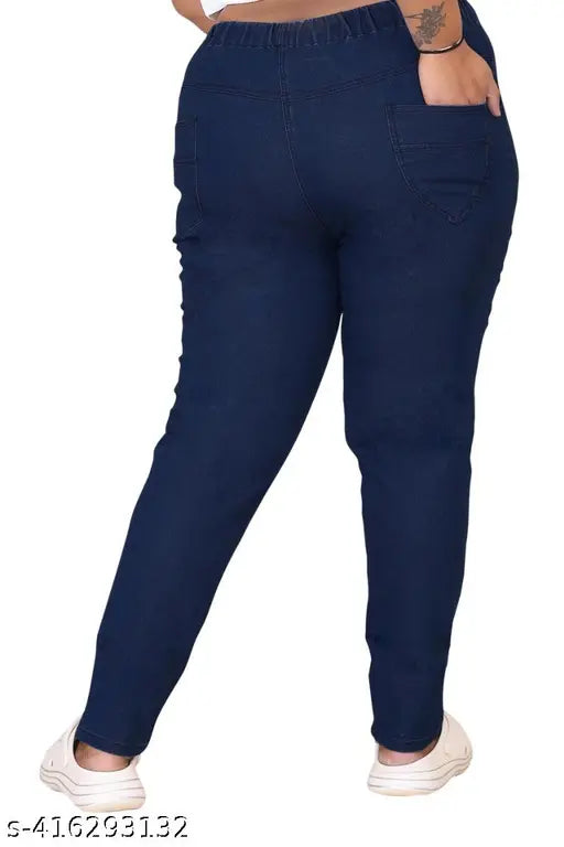 Plus Size Premium Quality Blue Color Denim Jeggings.