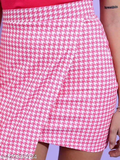 Ketch Women Pink & White Mini Skirt