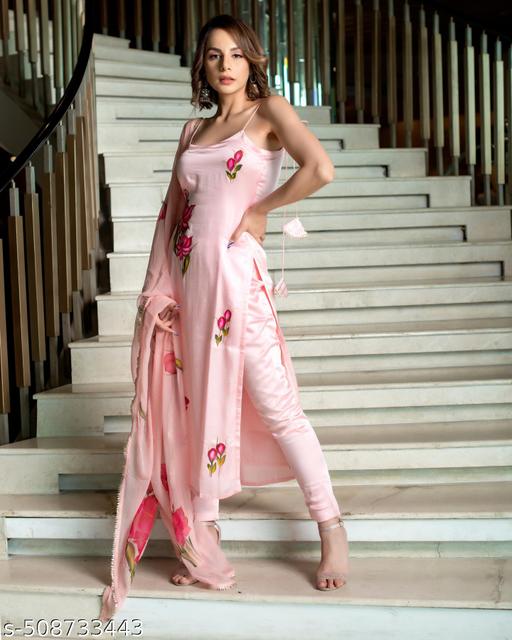 Women Embroidered Chanderi  SILK  kurta set