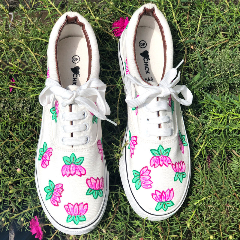 Lotus Penned Hand Printed Shoe