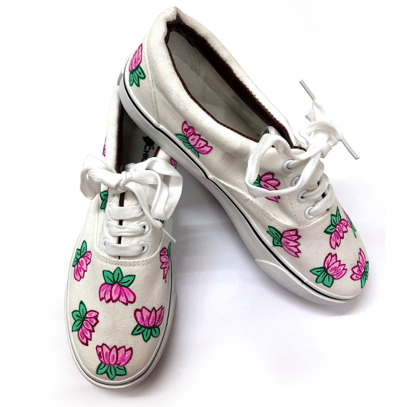 Lotus Penned Hand Printed Shoe