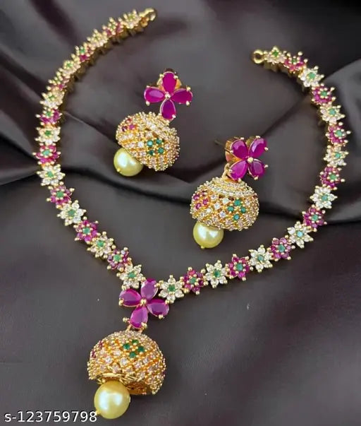 Premium Quality Goldplated American Diamond Stone Necklace